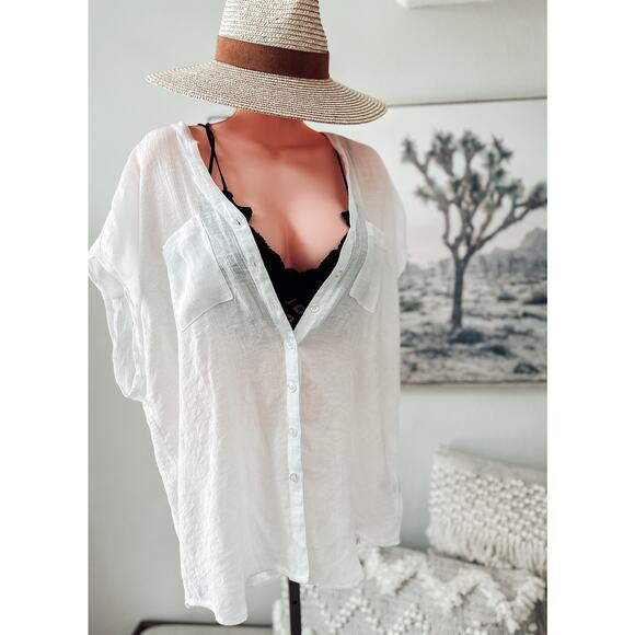 Torrid Whispers in the Dunes gauzy button front beachy poolside layering shirt - Picture 1 of 4